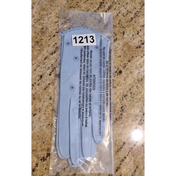 New! Vintage Size XS Blue Leather Formal 8.5" Gloves Atomic Burst Embroidered - Picture 12 of 12